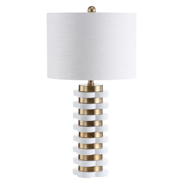Wellington 26.5" Quatrefoil Striped Resin LED Table Lamp - JONATHAN Y